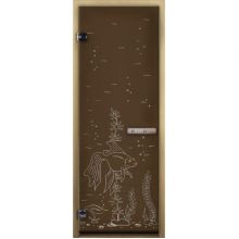 Дверь для бани стеклянная LK ДС бронза рис. рыбка